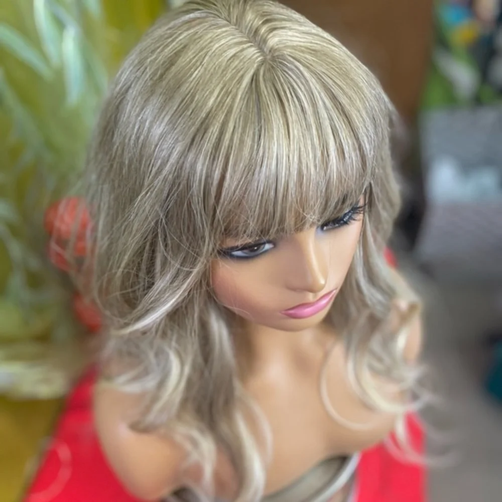 icy ash silver blonde balayage wig